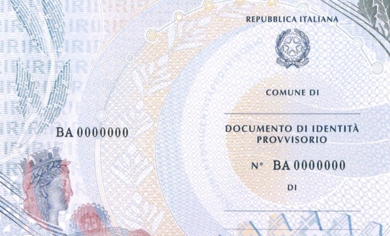 foto esempio della carta d'identità provvisoria
